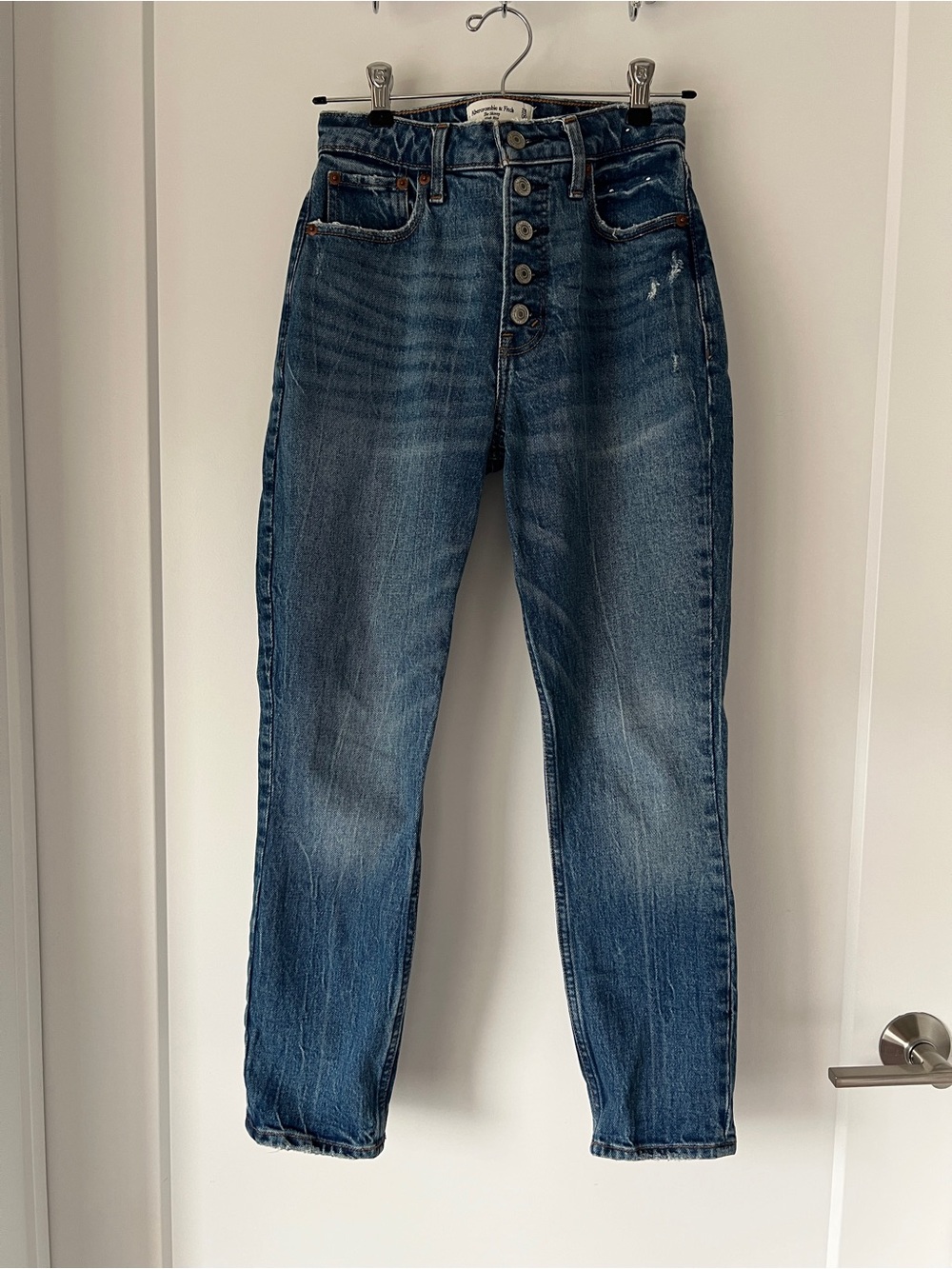 Abercrombie & Fitch The Skinny Ankle High-Rise- Blue Jeans - Button Fly